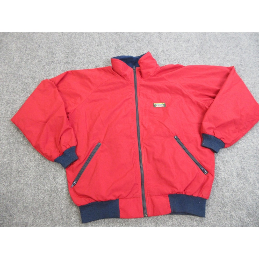 VINTAGE LL Bean Jacket Mens Large Red Three-Season Fleece Full Zip Made USA 90s
